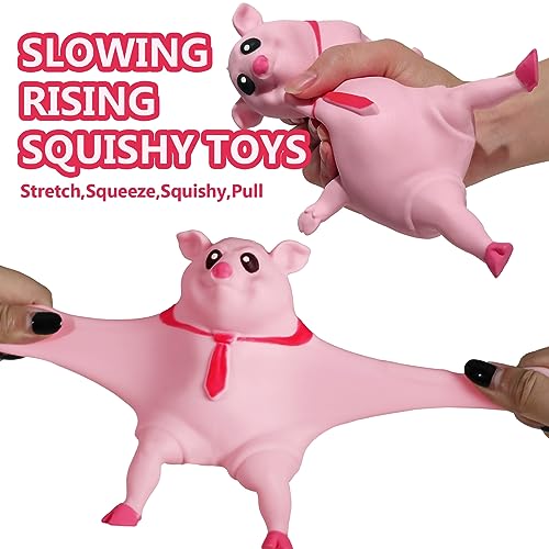 CHEROSIN Cute Squishy Pig for Kids and Adults 2Pack of Sensory Stress Relief Pig Squeeze Toys to Anxiety Funny Stretch Animal Splat Toys Splashy Piggy Toy Christmas Stocking Stuffers for Autism Kids - Image 5