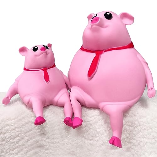 CHEROSIN Cute Squishy Pig for Kids and Adults 2Pack of Sensory Stress Relief Pig Squeeze Toys to Anxiety Funny Stretch Animal Splat Toys Splashy Piggy Toy Christmas Stocking Stuffers for Autism Kids - Image 1