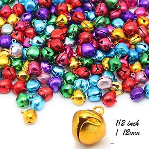 H&W 200pcs Jingle Bells 1/2 Inch Craft Bells Bulk DIY for Christmas Home and Pet Decorations (6 Color Random Color) - Image 2
