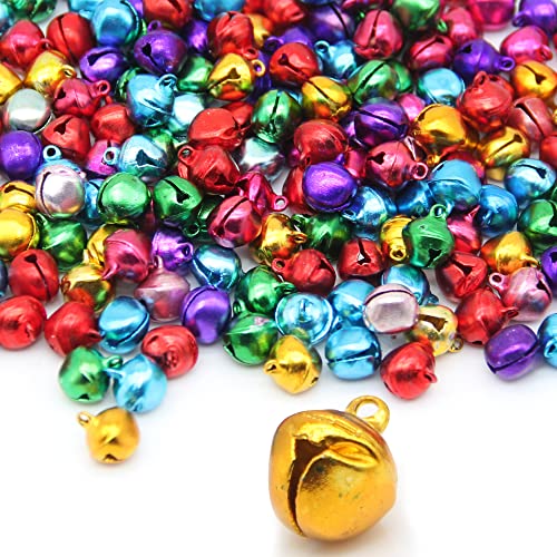 H&W 200pcs Jingle Bells 1/2 Inch Craft Bells Bulk DIY for Christmas Home and Pet Decorations (6 Color Random Color) - Image 1