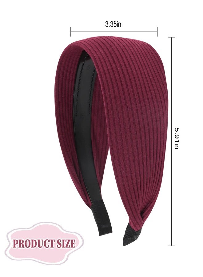 ACO-UINT Red Headband for Women, Boho Wide Headbands Thick Headbands with Teeth, Large Head Bands for Women's Hair Turban Hairbands Hair Accessories for Women - Image 2