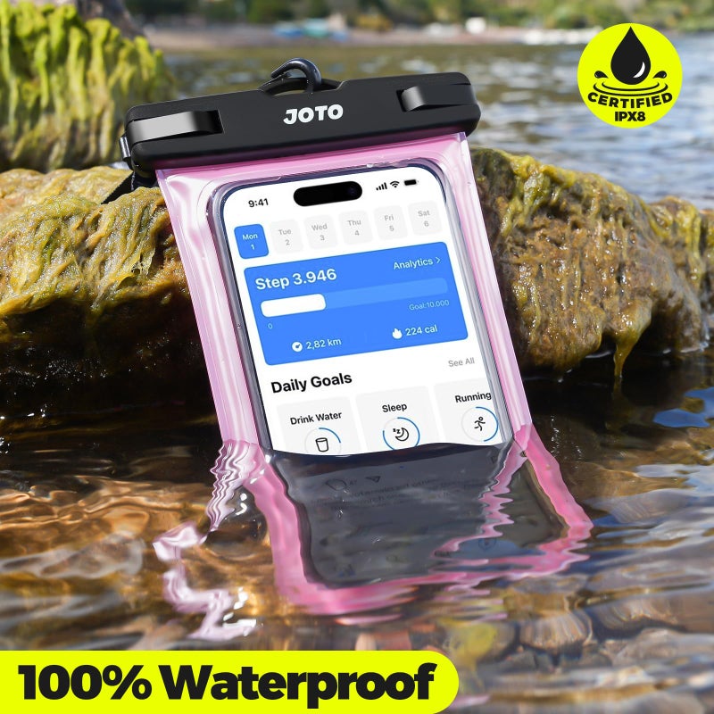JOTO Waterproof Phone Pouch IPX8 Universal Waterproof Case Dry Bag Phone Protector for iPhone 17 16 15 14 13 12 11 Pro Max Air Plus XS XR X 8 Galaxy S23 S22 S21 S20 Pixel Up to 7" -2 Pack, Clear - Image 2
