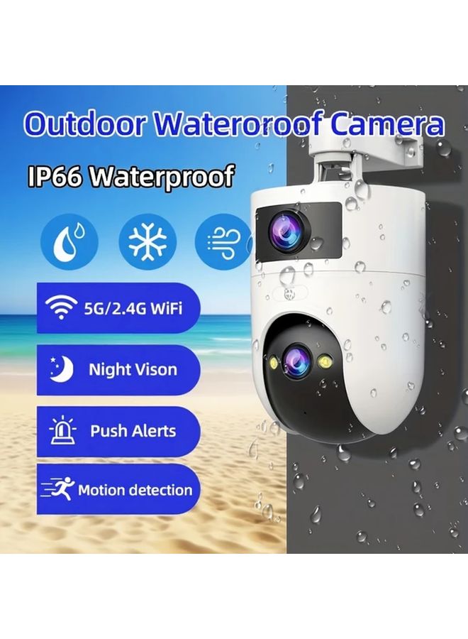 Kdo8 Dual Lens WiFi Security Camera 360 PTZ 3MP HD Color Night Vision Motion Detection Two Way Audio Outdoor USB Powered - Image 1