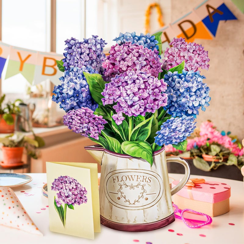 Airpark Pop Up Flower Cards, 3D Paper Flowers Bouquet Birthday Card 12â€™â€˜ with Blank Note and Envelope, Get Well Greeting, Anniversary, Wedding, Thank You Gifts Cards for Women Friends, Nantucket Hydrangeas - Image 2