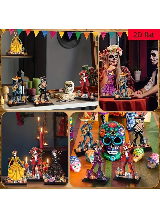 8 Piece Set Day Of The Dead Table Decorations Removable Halloween Party Signs - Image 4