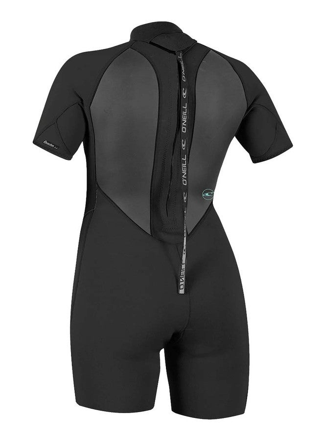O'Neill Women's Reactor-2 2mm Back Zip Short Sleeve Spring Wetsuit, Black/Black, 4 - Image 2