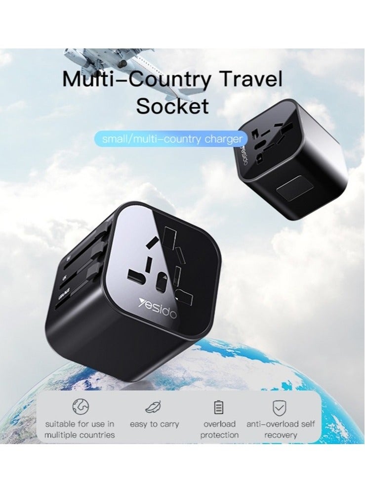 Yesido MC-09 Multi-function Universal Travel Adapter Plug (Black) - Image 2