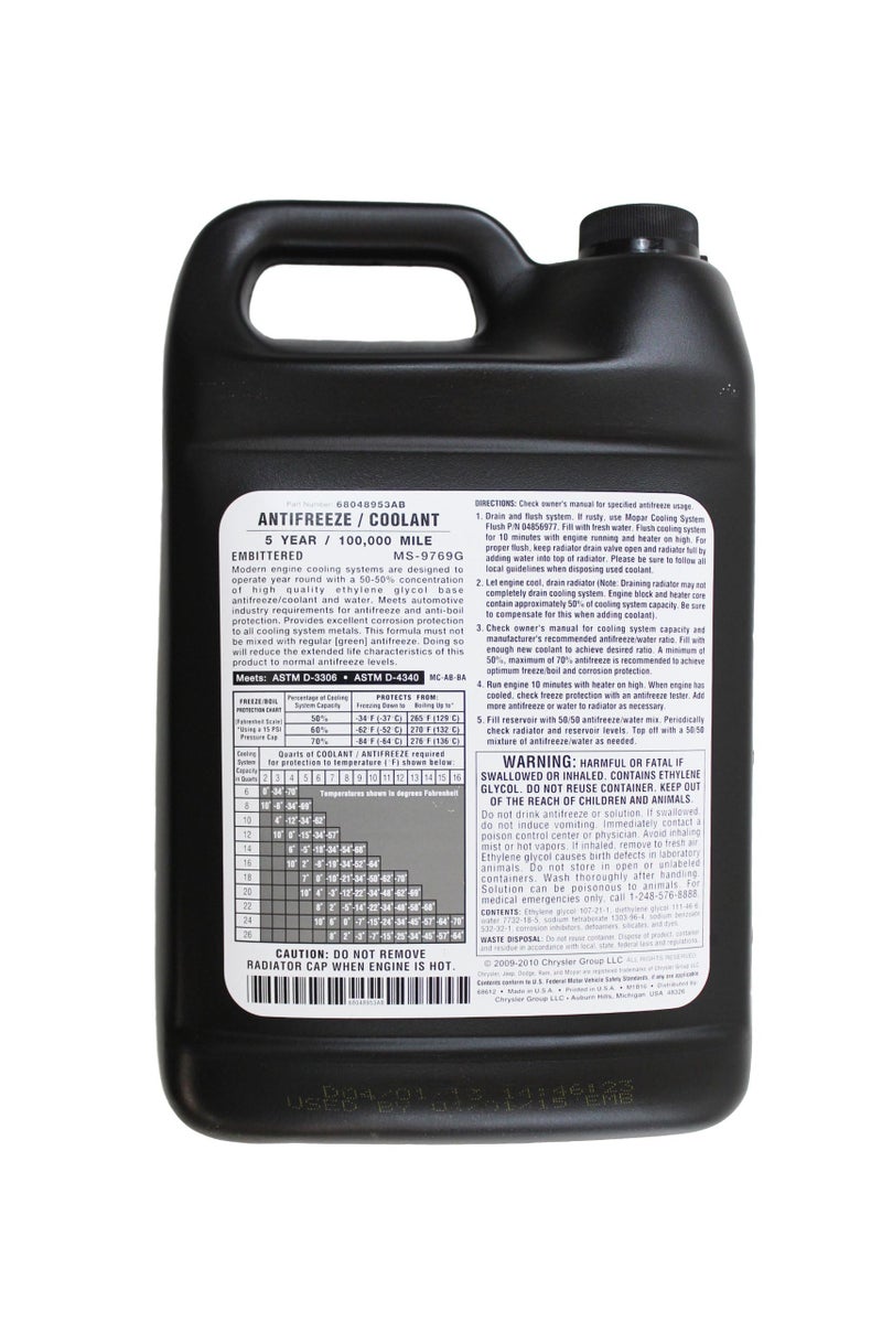 Mopar Genuine Mopar Parts 68048953AC AntifreezeCoolant  1 Gallon Bottle - Image 2