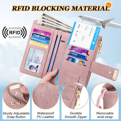 HUANLANG Passport Holder with Airtag for Women/Men, Airtag Passport Wallet for Travel Leather Passport Holder RFID Blocking,Travel Passport Walelt with Credit Card Holder - Image 2