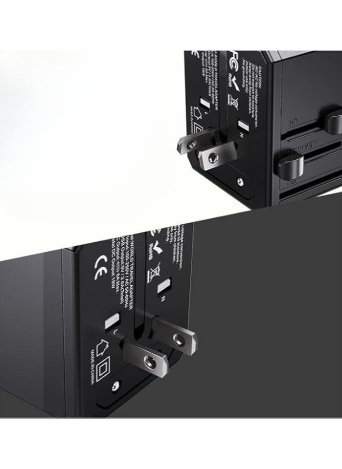 REBENUO محول السفر العالمي RCP262 – 4 منافذ USB فائقة السرعة، مقبس طاقة نوع C، متوافق مع مقابس المملكة المتحدة، الاتحاد الأوروبي، الولايات المتحدة، أستراليا، شحن عالمي، مدمج وخفيف الوزن، شحن سريع للهواتف، أجهزة الكمبيوتر المحمولة، الأجهزة اللوحية، والمزيد - Image 4