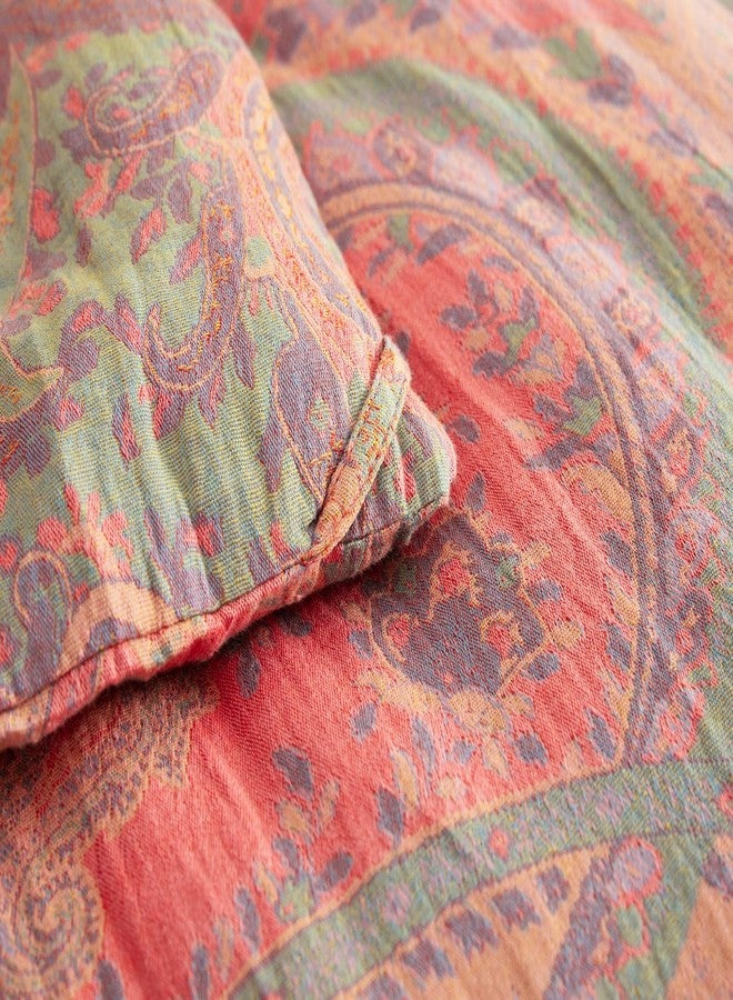 SLEEPBELLA Washed Double Layer Muslin 100% Cotton Comforter Set Queen Size, Paisley Fluffy Thick Checked Bedding Set, Soft Breathable(1 Comforter, 2 Pillow Shams) - Image 5