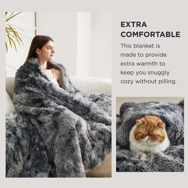 Bedsure GentleSoft Fluffy Fuzzy Faux Fur Throw Blanket for Couch, Soft Sherpa Fleece Cozy Gifts for Women, Plush Bed Blanket Christmas Room Decor for Men, Thick Warm Minky Teen Gifts Winter Bedding - Image 3