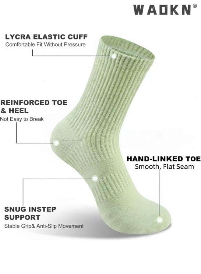 WAOKN 5 Pairs Women's Lightweight Cotton middle Crew Socks,Hand-Linked Toe,Durable, Breathable, High Stretch, soft and comfortable ,Antibacterial, sweat absorbing, odor proof, and friction resistant , pink , purple,green, white ,black . - Image 5