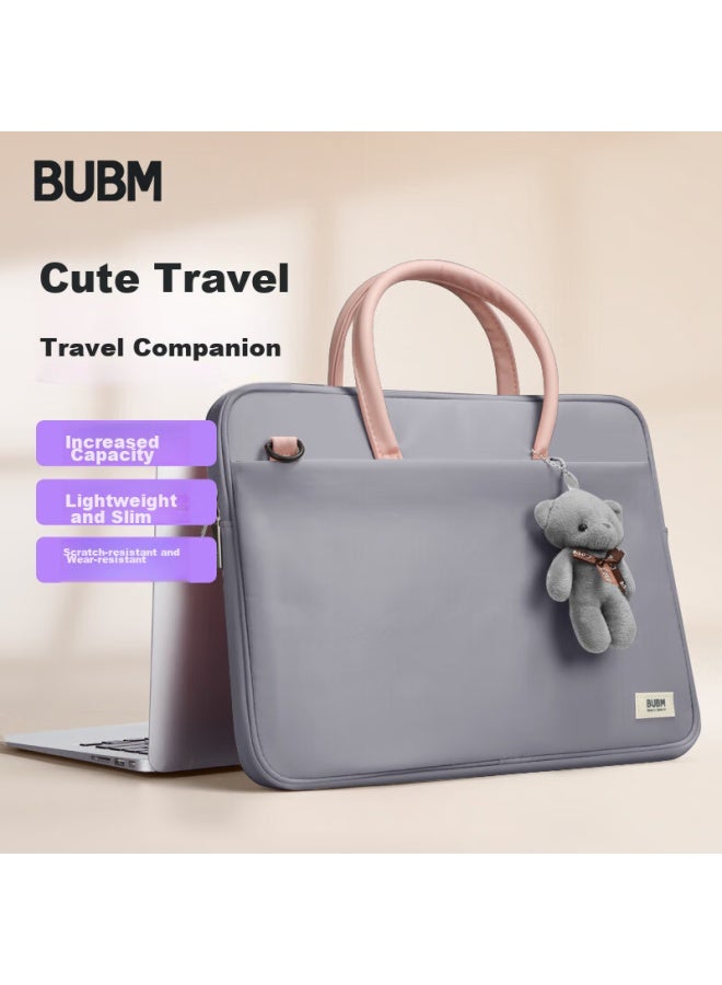 Bubm Laptop Bag 15.6-inch For Women, Compatible With Lenovo, Huawei, Apple Macbook, Xiaomi, Shoulder Crossbody Bag, Fashionable And Slim, Gray 15.6-inch - Image 1
