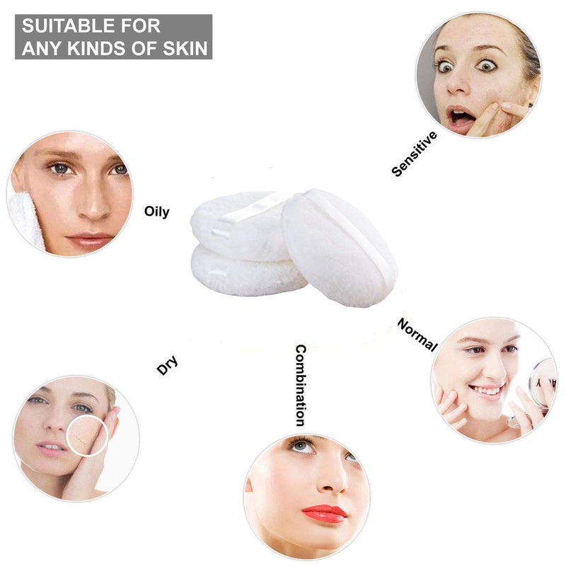 JOLY Large Loose powder Puff, 4.3'' XL Body Puff with Ribbon (10.9cm) (5PCS) - Image 4
