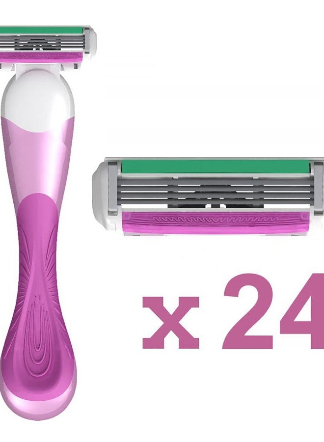 ShaveMOB 4-Blade Women's Razor Kit (Flex Head Handle + 24 Refills) - The Purist Shaving Kit - Image 2