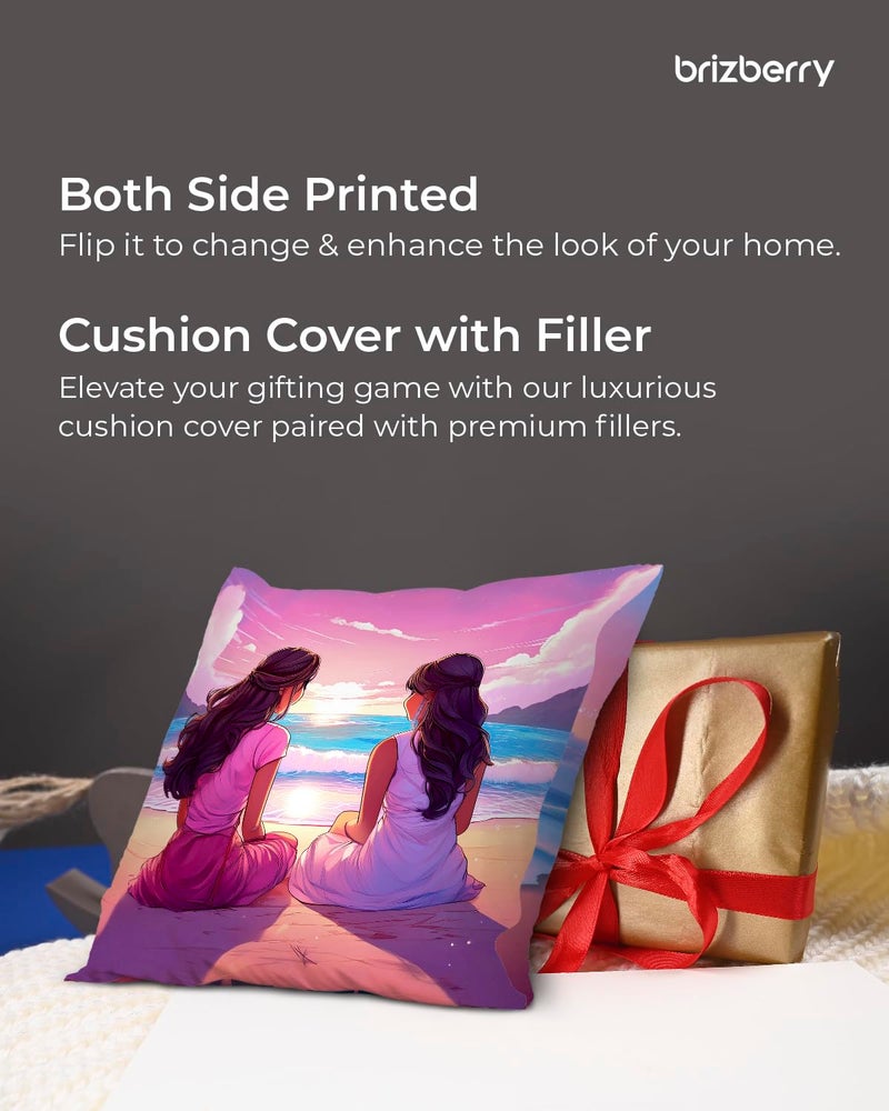 Brizberry® Pillow Cushion Gift, Unique Thoughtful Friendship Day Birthday Diwali Gift for Best Friend Bestie, for him her Boy Girl with Premium Filler Cushion (16 inch x 16 inch) (Design 18) - Image 4