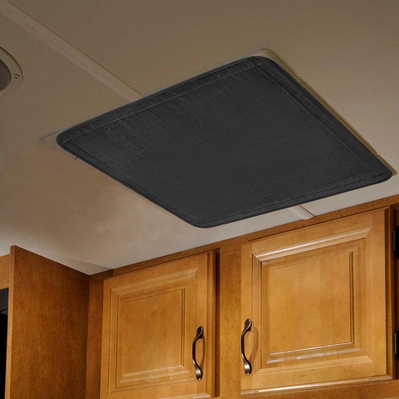 Safoner RV Roof Vent Skylight Insulator Cover Sun Blackout Fabric for Camper 16 x 16 inch Black