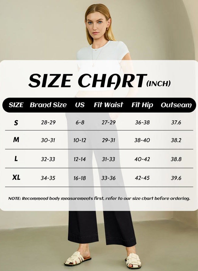 Eddoyee Wide Leg Cropped Pants for Women - High Waisted Dressy Stretchy Straight Work Pants Casual Trousers with Pockets, Black, XL - Image 5