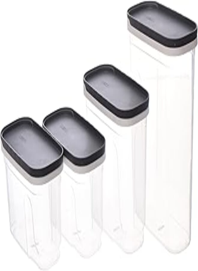 AKSA Aksa 04/4014 Plastic Slide Food Container 4-Pieces, 1.25/1.80/2.70 Liter Capacity 