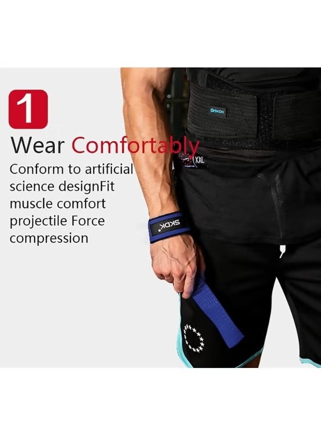 SKDK 2 PCS Cotton Hard Pull Wrist Lifting Straps Grips Band-Deadlift Straps with Neoprene Cushioned Wrist Padded and Anti-Skid Silicone - for Weightlifting, Bodybuilding, Strength Training，blue - Image 5
