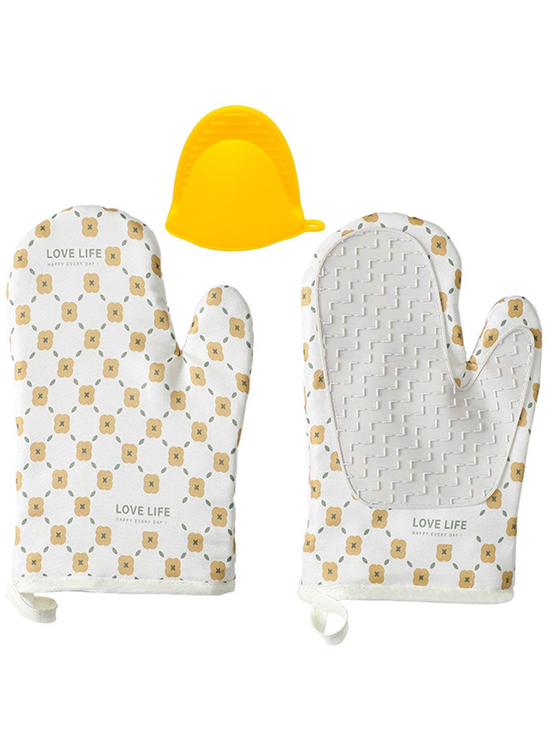 Qiccijoo Qiccijoo 1 Pair Silicone Oven Mitts and Pot Holders Sets，Extreme Heat Resistant BBQ Gloves,Extra Long Oven Mitts for Kitchen Baking Cooking Slip Resistant Flexible Oven Gloves(White)  - Image 1