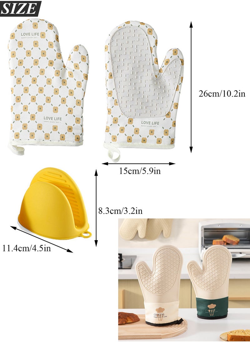 Qiccijoo Qiccijoo 1 Pair Silicone Oven Mitts and Pot Holders Sets，Extreme Heat Resistant BBQ Gloves,Extra Long Oven Mitts for Kitchen Baking Cooking Slip Resistant Flexible Oven Gloves(White)  - Image 2