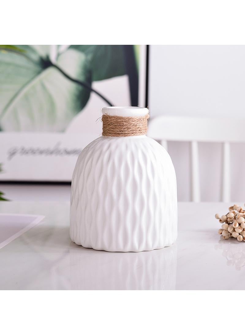 Y&D 12*15cm Modern Minimalist Living Room Creative Dining Table Coffee Table Home Decoration White Ceramic Vase - Image 1