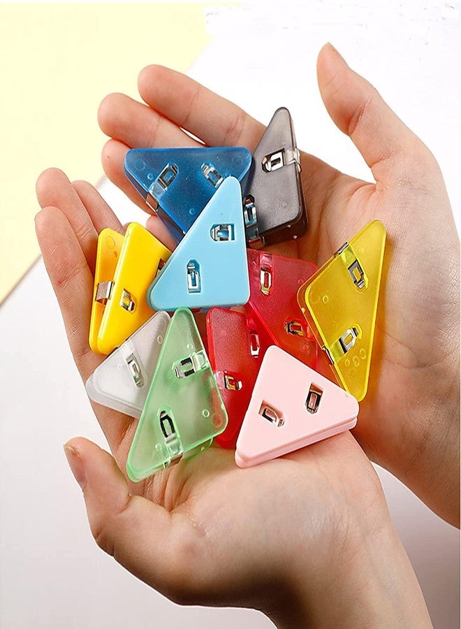 Dkriva® Book Page Holder & Paperclip Set | Book Clip Page Holder Stationery for Office Supplies | Triangle Paper Clips Stationary 10 PCS | Portable Corner Clamp Bookmark Clip - Image 1
