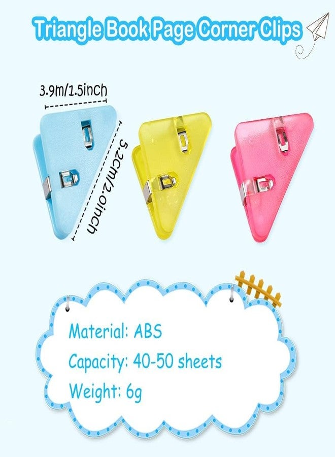 Dkriva® Book Page Holder & Paperclip Set | Book Clip Page Holder Stationery for Office Supplies | Triangle Paper Clips Stationary 10 PCS | Portable Corner Clamp Bookmark Clip - Image 3