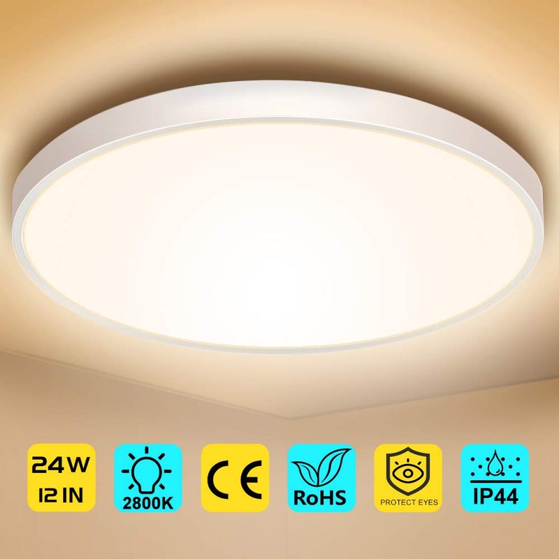 LightingWill LED Flush Mount Ceiling Light Fixture, 2800K Warm White,3200LM, 12 Inch 24W, - Image 2