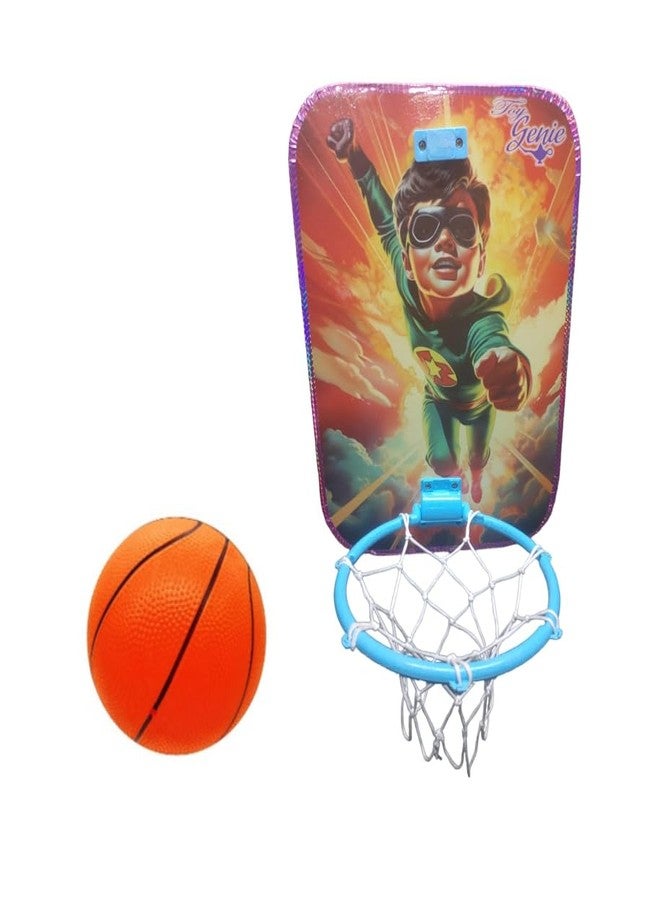 ToyGenie Basketball Hanging Board PlaySet with Basketball, Ring, and Net for Kids, Kids Sports Basketball Toys, Indoor and Outdoor Games for Boys Girls Kids (Multicolor) (Champion Boys) - Image 1