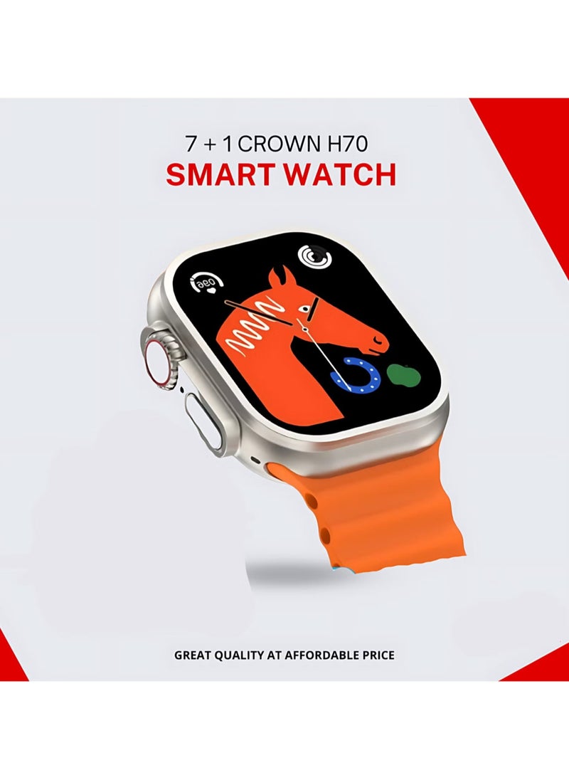 Crown - Smart Watch For Men with 7in1 Straps –  H70 Ultra 2 Smartwatch, Fitness Tracker, Heart Rate Monitor, Sleep Monitoring, Waterproof, Touchscreen, 7 Customizable Straps for Versatility, Ideal for Sports, Work, and Everyday Use - Image 1