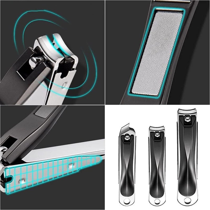 Toenail Stainless Steel Nail Cutter Nipper,Trimmer Nail Cutting Machine,Portable Pedicure Fingernail Tools,Nail Art Clippers(Blue Gray) (Color : Gray Set) - Image 2