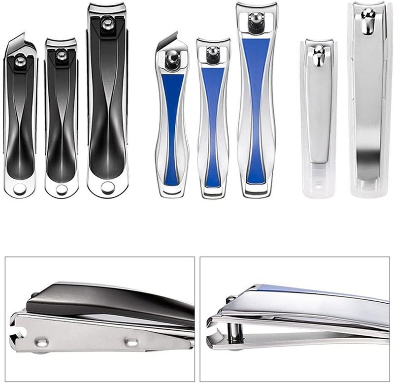 Toenail Stainless Steel Nail Cutter Nipper,Trimmer Nail Cutting Machine,Portable Pedicure Fingernail Tools,Nail Art Clippers(Blue Gray) (Color : Gray Set) - Image 4