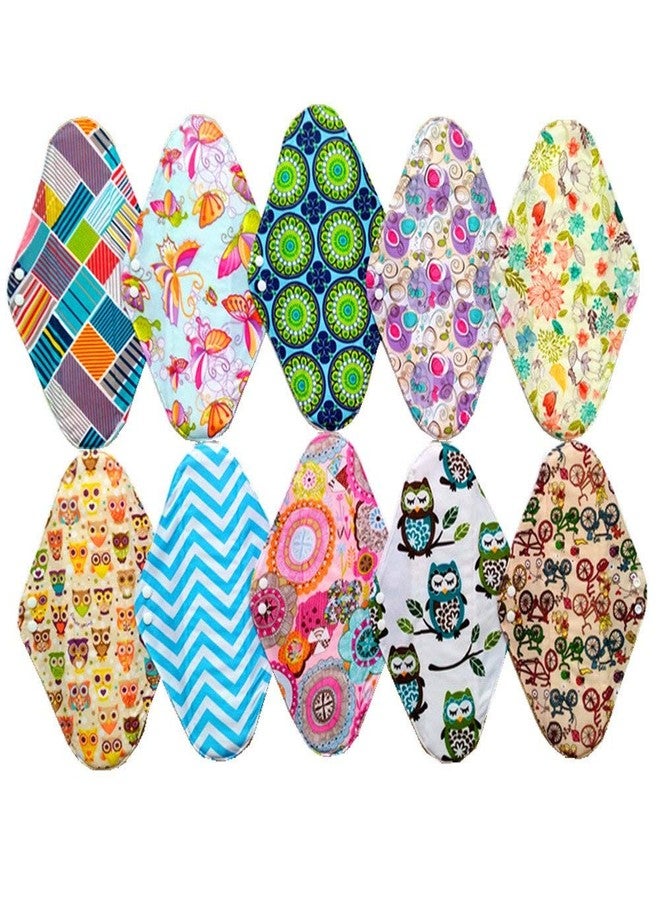 JOBEBE 10PCS 14 Inch Overnight Cloth Reusable Washable Menstrual Pads Sanitary Pads - Image 2