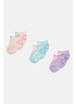 Kids Girl 5 Pair Non Terry Ankle Socks, Multicolor