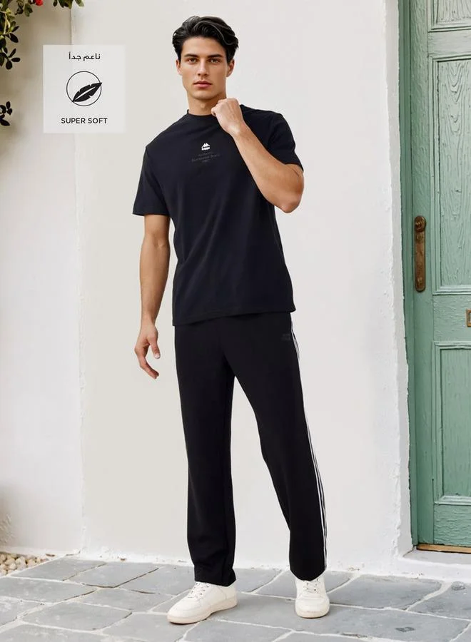 كابا تيشيرت بياقة دائرية وطبعة شعار كابا