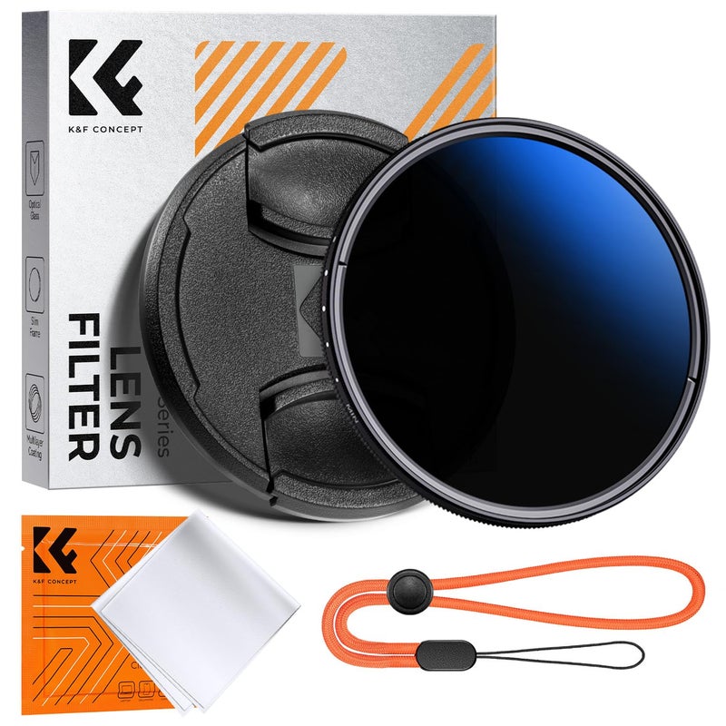 K&F CONCEPT 52mm Variable ND Camera Lens Filter ND2-ND400 (1-9 Stops) + Filter Cap + Cleaning Cloth 18 Multi-Layer Coatings Adjustable Neutral Density Ultra Slim for Camera Lenses(K-Series) - Image 1