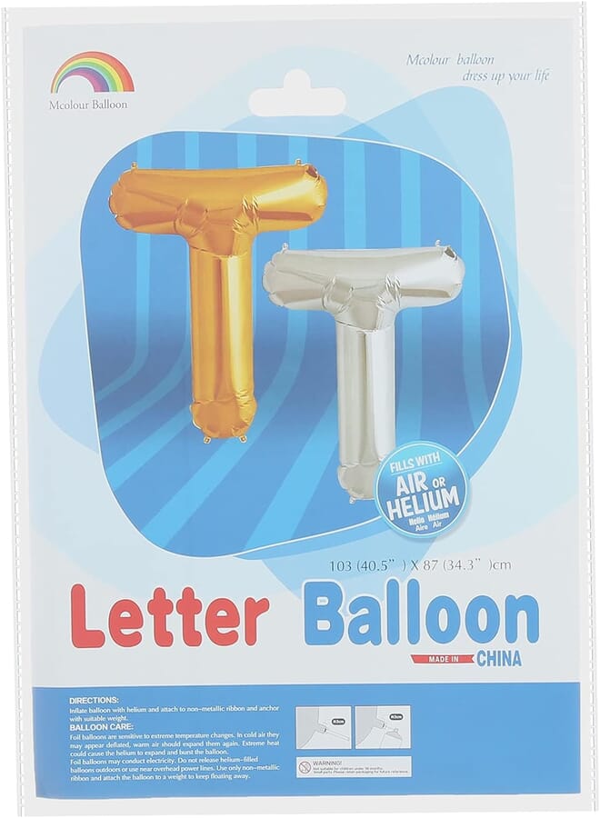 Mcolour Balloon Foil Balloon - Letter T, Silver