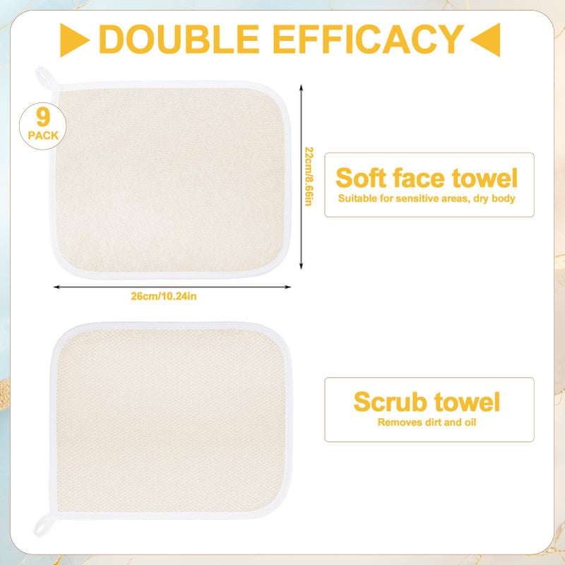 ZhouBoat 9 Pcs Nylon Exfoliating Wash Cloths Set Soft Dual Sided Body Face Towels Kitchen Dish Scrubber Reusable Bath Spa Towel for Women Men Travel 8.7 x 10.2 Inch - Image 2