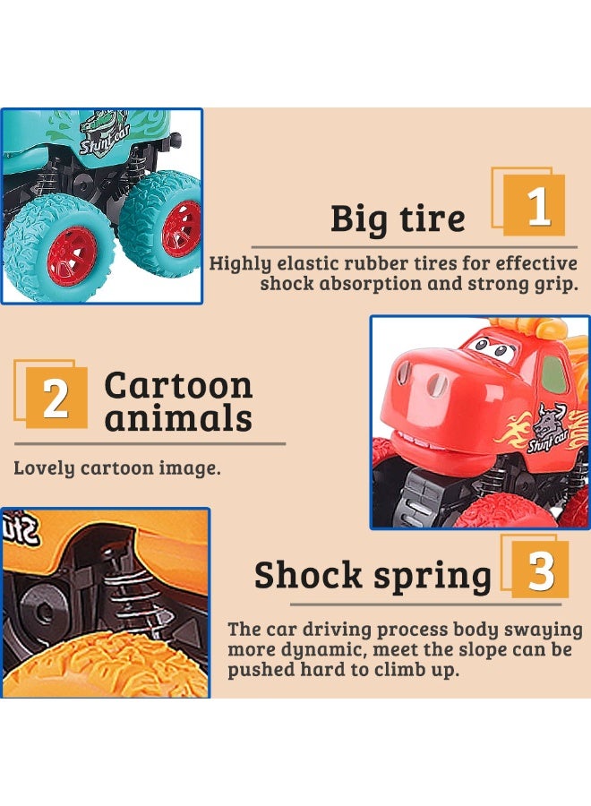 Toy Cars for 1 2 3 Year Old Boys, Truck Toys for Toddlers Age 1-3: Friction Powered Bull, Pull Back Leopard, Wheel Push Go Crocodile Toy Trucks, Baby Gift for 12 Months and up - Image 3