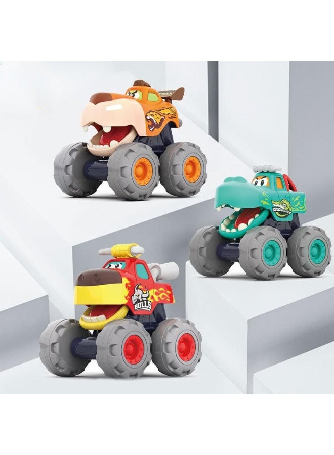 Toy Cars for 1 2 3 Year Old Boys, Truck Toys for Toddlers Age 1-3: Friction Powered Bull, Pull Back Leopard, Wheel Push Go Crocodile Toy Trucks, Baby Gift for 12 Months and up - Image 1