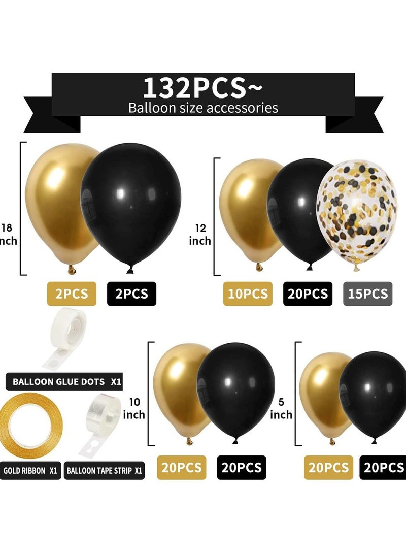 أسود والذهب بالون قوس عدة ، مجموعة اكليلا من الزهور بالون الذهب والأسود ، وتزيين لحفل عيد ميلاد التخرج عيد الأب - Image 3