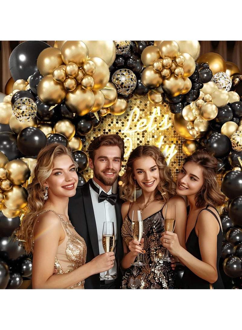 أسود والذهب بالون قوس عدة ، مجموعة اكليلا من الزهور بالون الذهب والأسود ، وتزيين لحفل عيد ميلاد التخرج عيد الأب - Image 2