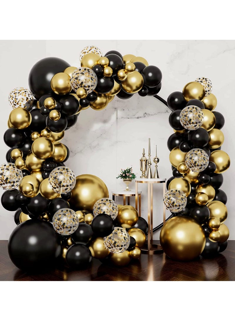 أسود والذهب بالون قوس عدة ، مجموعة اكليلا من الزهور بالون الذهب والأسود ، وتزيين لحفل عيد ميلاد التخرج عيد الأب - Image 1