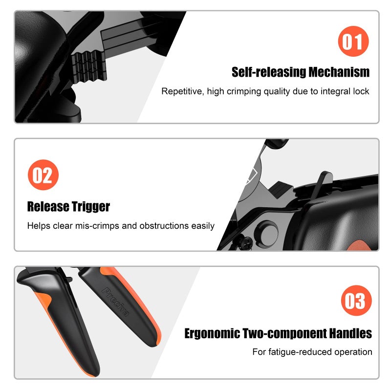 Preciva Ferrule Crimping Tool, Preciva Hexagonal Sawtooth Self-Adjustable Ratchet Wire Terminals Crimper for AWG23-10 Bootlace End-Sleeves Ferrule - Image 4