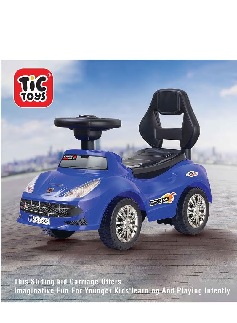 Tic Toys 3-In-1 Ride-On Push Car For Kids – Manual Racing Toy Car With Comfortable Seat, Backrest, Steering Wheel & Hidden Storage - Image 2