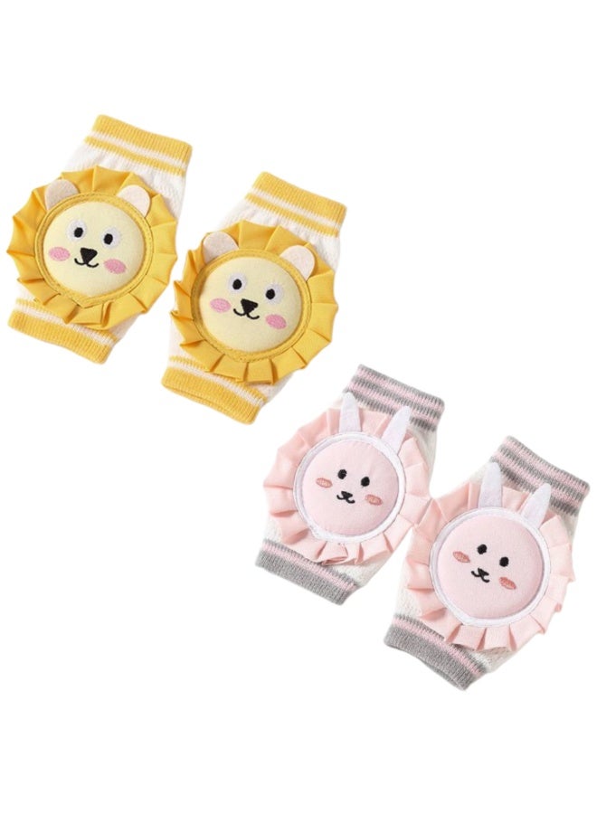 نوفولان جوارب ركبة للأطفال الصغار للزحف، زوجان، جوارب ركبة مضادة للانزلاق للمشي والزحف، جوارب مرنة سميكة وجيدة التهوية، ماصة للرطوبة، تصميمات أسد وأرنب - Image 1