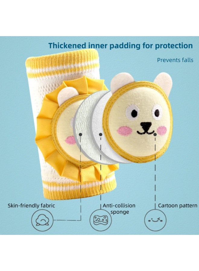 نوفولان جوارب ركبة للأطفال الصغار للزحف، زوجان، جوارب ركبة مضادة للانزلاق للمشي والزحف، جوارب مرنة سميكة وجيدة التهوية، ماصة للرطوبة، تصميمات أسد وأرنب - Image 4
